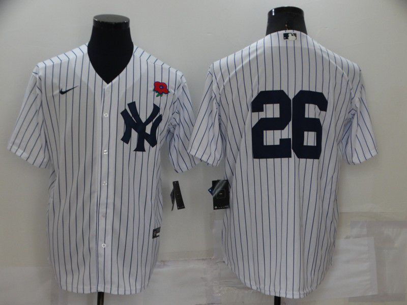 Men New York Yankees 26 No Name White Strip Game 2022 Nike MLB Jersey